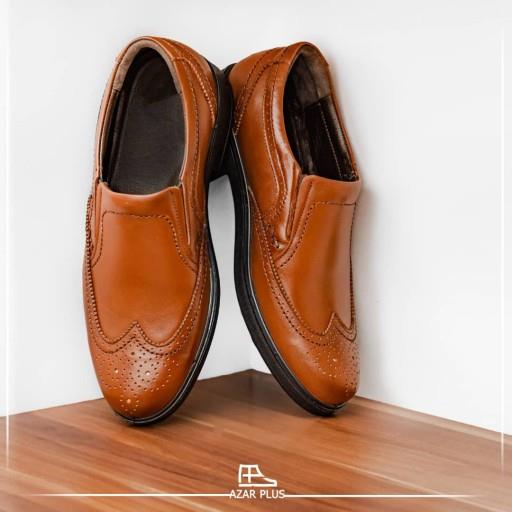 کفش مردانه و پسرانه تمام چرم طبی وراحتی و شیک و مجلسی تی14عسلی